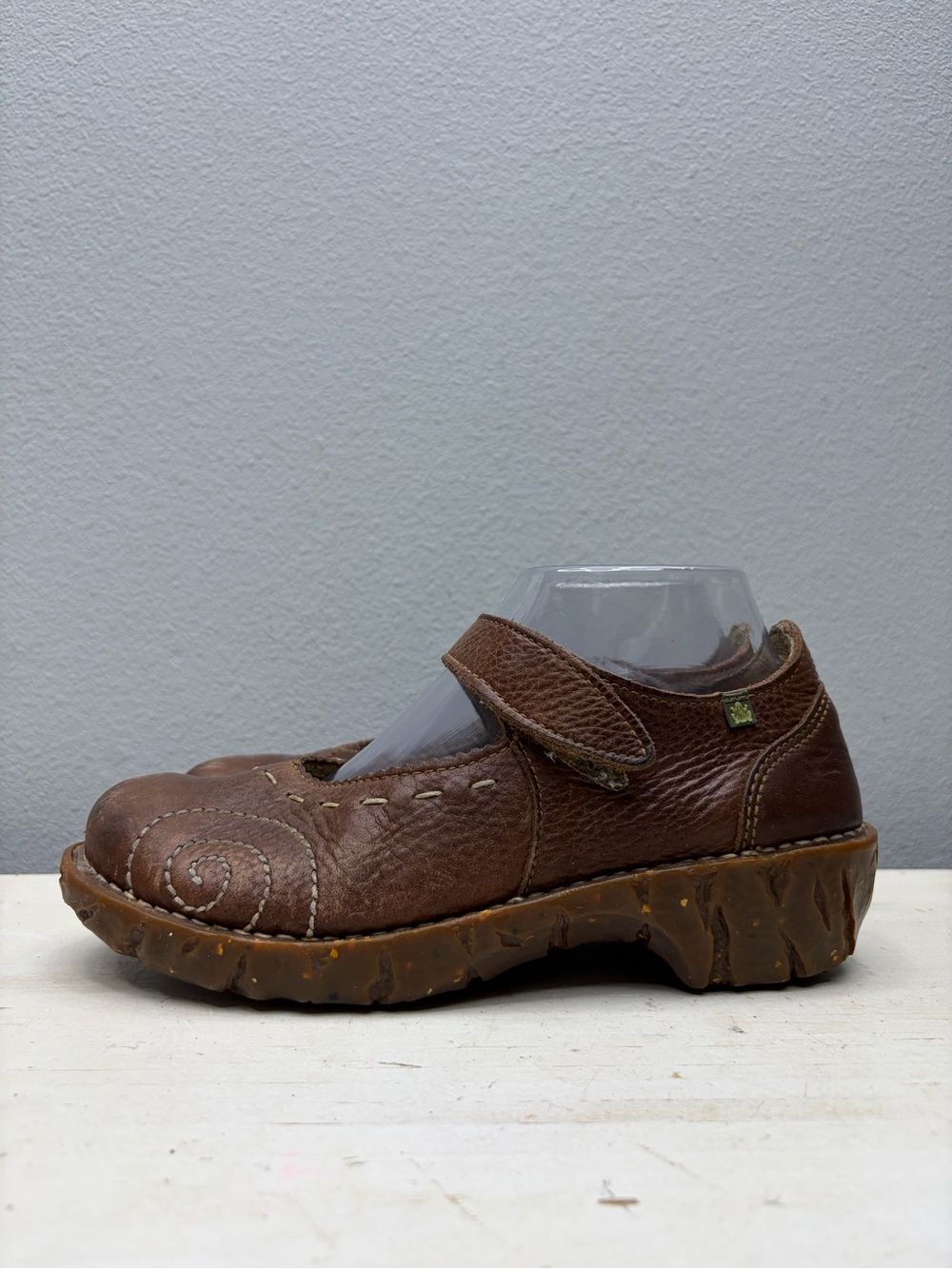 El Naturalista Brown Leather Yghdrasil Mary Jane Shoes Size 38